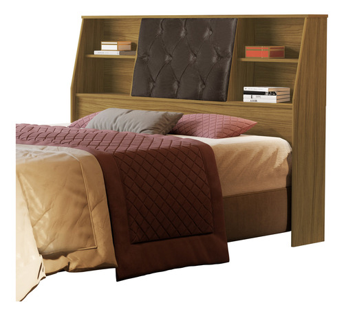 Cabeceira De Cama Box Estofada Casal Nubia - ! Cor Freijo-nogal