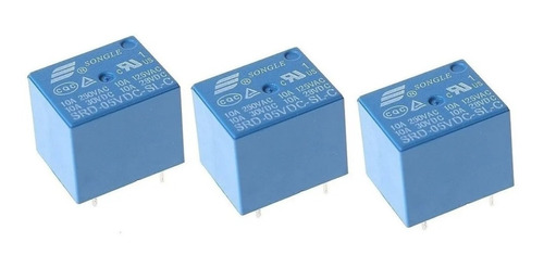 Paquete De 3 Relevador 5 Vdc Salida 10a 30vdc 127-250 Vac