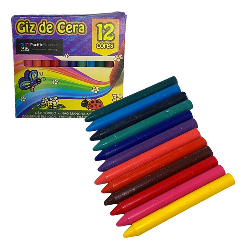 Giz Cera 12 Unidades Colorido Material Escolar Promoção