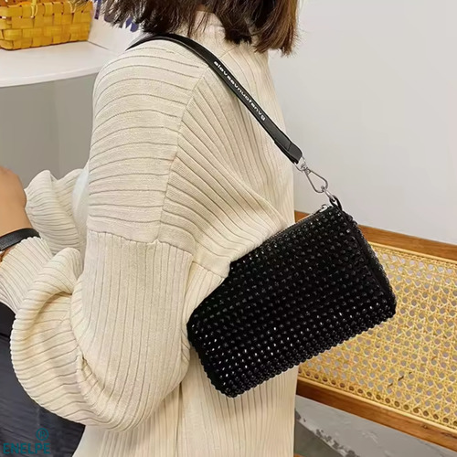 Bolsa Feminina Transversal Enelpe Com Strass Brilho Ideal Para Festas, Baladas, Eventos Sociais, Compras E Casamentos