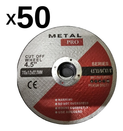  Discos De Corte Extrafino  4 1/2 Pulgadas Metal Pro (50) 