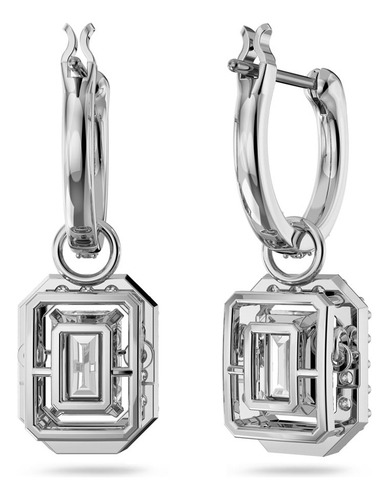 Aretes Millenia Octogonal Blancas Bano Rodio