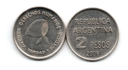moneda de 2 pesos argentina derechos humanos