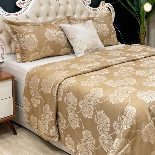 Cobre Leito Caprice Queen 5 Peças Jacquard Dupla Face Colcha