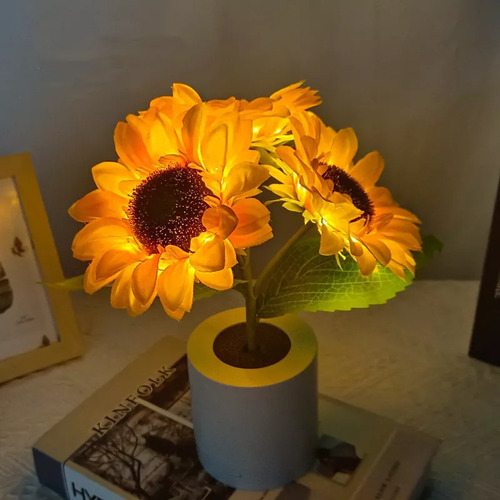 S Lámpara De Girasol Con Luz Nocturna De Girasol En Jarrón