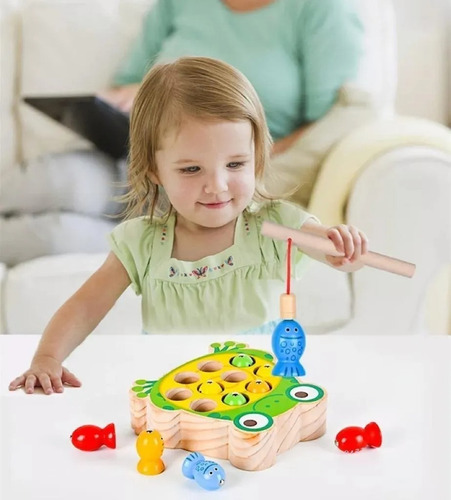 Juego De Sapo Motricidad Magnético De Madera Didactico Niños