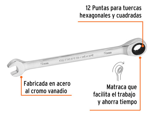Llave Combinada Con Matraca 9 Mm X 146 Mm Largo, Expert