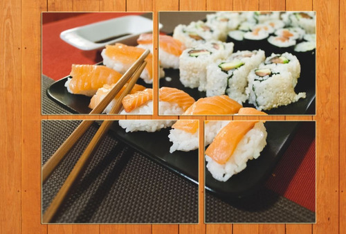 Cuadro 60x75cm Sushi Roll Maki Salmon Comida Japon M3