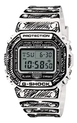 Relógio masculino digital Casio G-shock DW-5600jv-7 branco