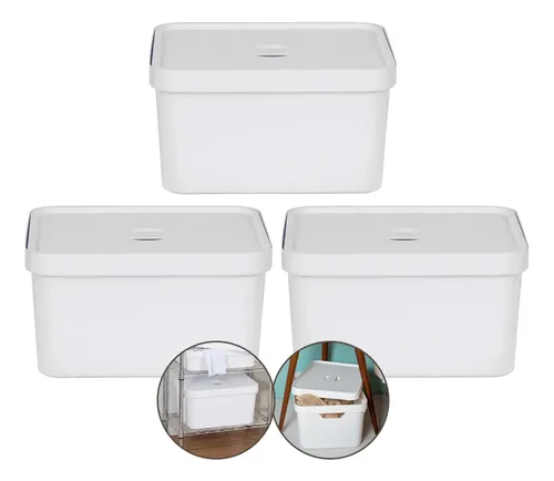 white0327　3個セット Kit 3 Caixa Organizadora Tampa Multiuso Grande 32l Branco Ou