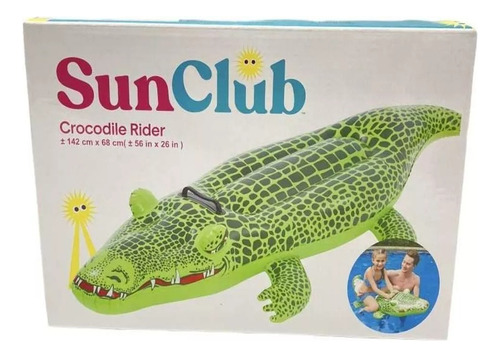 Cocodrilo Inflable Con Manija 142cm Colchoneta Pileta Verano Color Verde