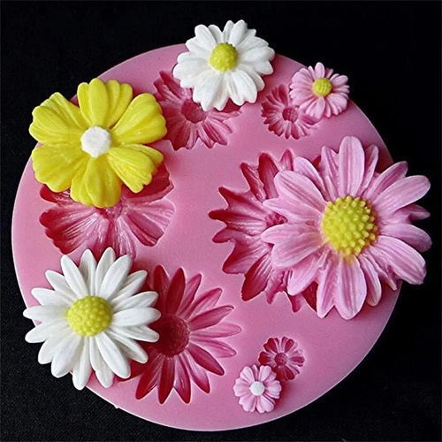 2pzas Molde De Silicona Con Diseño Floral Rosa