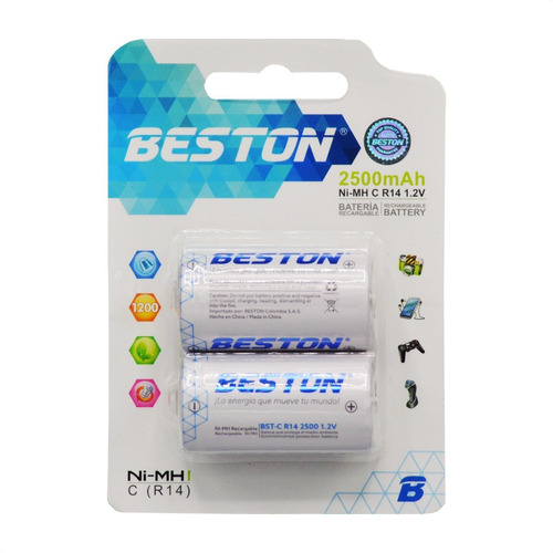 Pila, Batería Tipo C(r14) Recargable 2500 Mah, Beston X 2und