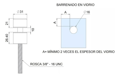 4 Pzas Herrajes Chapetón De Fijación Muro A Vidrio 8 A 12 Mm