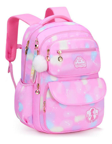 Mochila Infantil Bolsa Escolar Grande Moda Colorida Meninas Cor Rosa