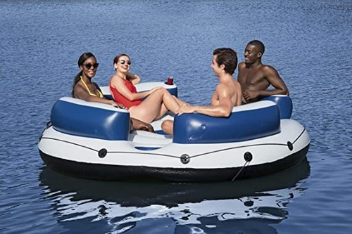 Inflable Acuático Para 4 Personas Flotador Con Potavasos