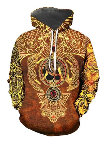 Nuevo Conjunto De Sudadera Con Capucha Y Estampado De Viking