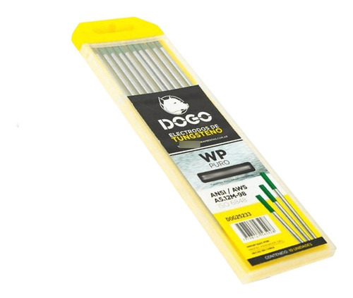 Electrodo De Tungsteno Puro 2,4x150 10pz Wp Pta. Verde Dogo