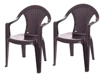 Comprar Pack 2 Sillas Terraza Ratan Glamour Con Brazos Cafe