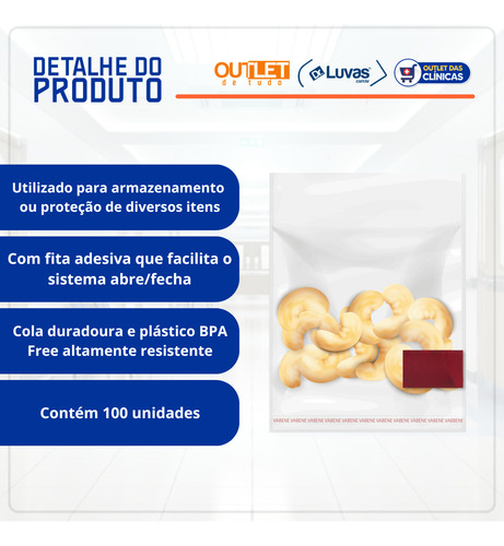 Saco Plástico Adesivado N19 10x10cm 100un Ultra Resistente