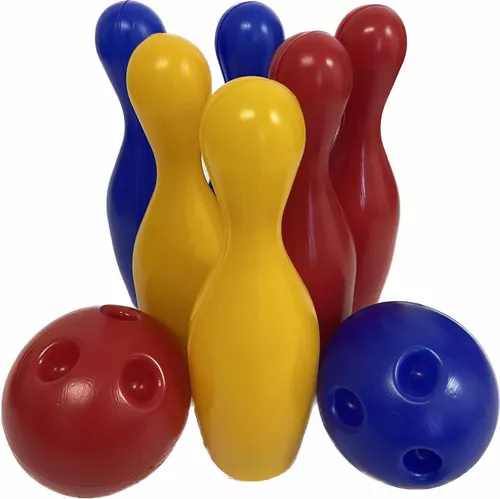 Jogo boliche com 6 pinos e 2 bola plastico bluplast