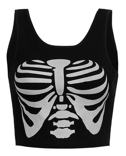 Tank Top Torso Esqueleto Goth Dark Kawaii Halloween