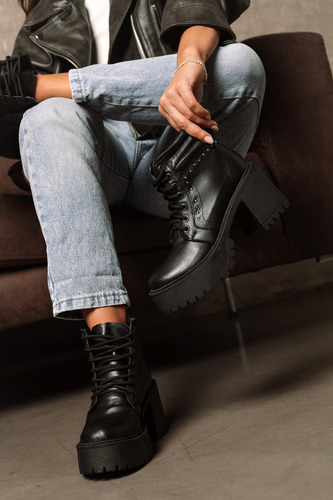 Borcegos Mujer Cuero Taco Alto Plataforma Botas Moda Romi