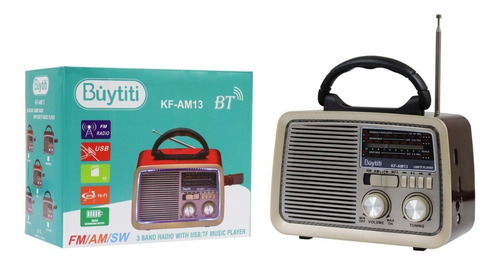 Imagen 7 de 10 de Bocina Portatil Radio Am Fm Usb Tf Aux Vintage Recargable