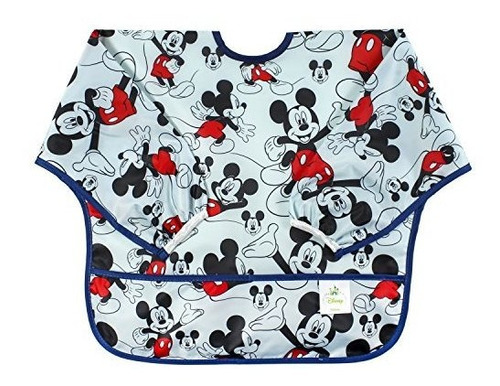 Bumkins Disney Baby Babero Impermeable Con Mangas, Mickey Mo