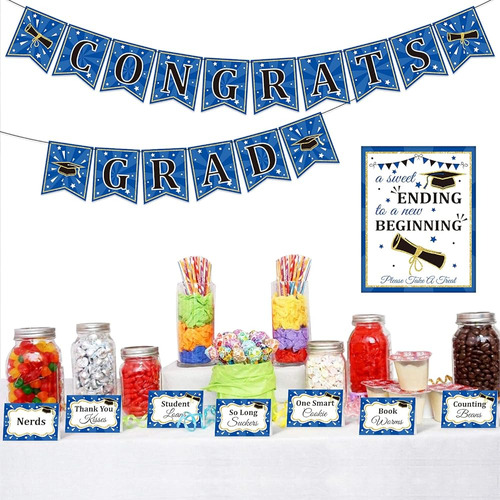 Felicidades Grad Banner Candy Bar Postre Buffet Signo Tienda