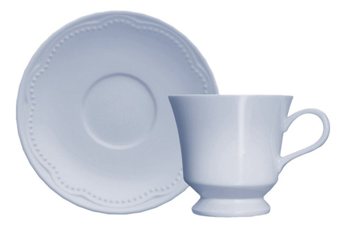X 6 Combo Taza C/ Plato Cafe Germer Cottage 80 Ml Color Azul
