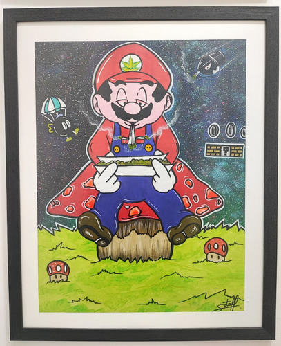 Cuadro Decorativo Mario Bross Obra Original A Hecha A Mano