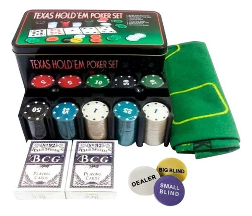 Set Poker 200 Fichas Caja Metal Poker Chips Juegos