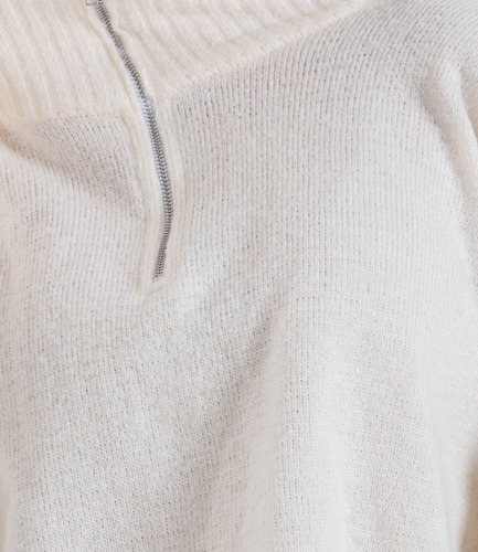 Sweater Frisado Cuello Alto Con Cierre Mujer Talles Grandes