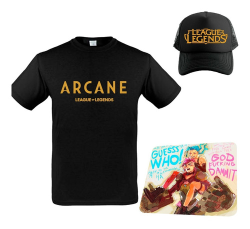 Pack Juego League Of Legends Remera + Gorra + Mouse Pad Game
