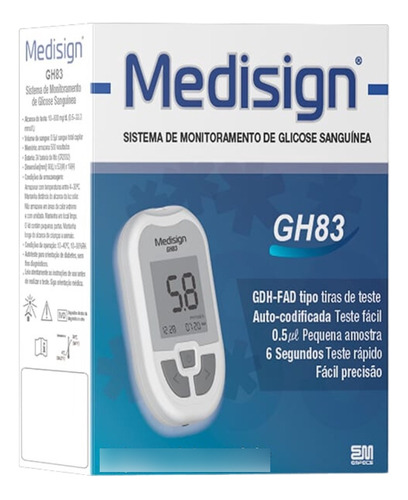 Glicosímetro Aparelho Glicemia Medir Glicose Medisign Gh83