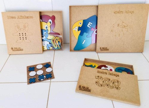Kit Jogos Educativo Em Mdf - 4 Jogos