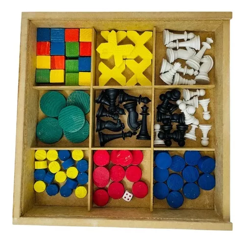 Conjunto Jogos 5x1 Dama Jogo Da Velha Ludo Trilha Xadrez