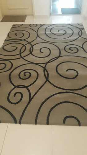 Tapete Avanti Cheverny 260x130cm Cinza Com Espirais Pretas 2.4 M 1.6 M Geométrico Cinza (Usado)
