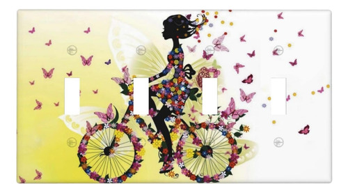 Butterfly Bike Decorativo 4 Gang Quad Toggle Switch Cover Pl