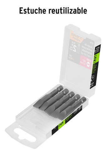 Puntas Planas 3/8´ Maquinado Zanco 1/4´ Acero S2 5pz 12176