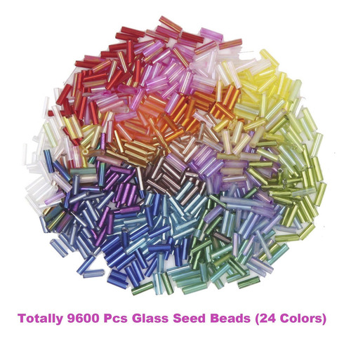 9600 Piezas Kit De Cuentas De Tubo 24 Colores Para Diy