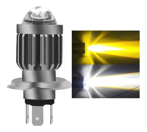 Cree Led Con Lupa Para Moto H4 Luz Blanca Y Ambar 