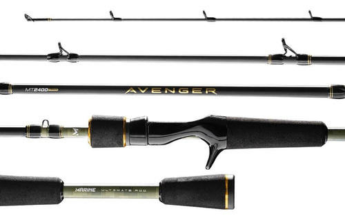 Vara Carretilha Avenger Marine Sports 2partes 6pés 17lb Leve Cor Preto