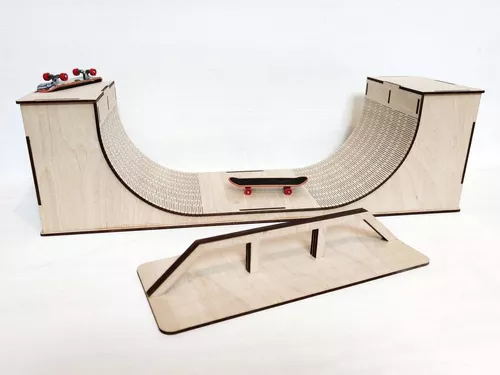 Pista Rampa Skate Dedo + Trave Mdf Fingerboard Sk8 Brinquedo