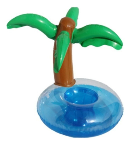 Mini Flotador Porta Vasos Botella Agua Bebida Piscina Playa Color Palmera Verde