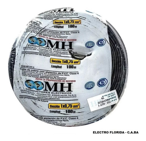 Cable Unipolar 1,5 Mm2 X 10 Metros Marca Mh