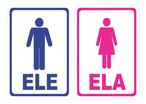 Kit Placa Sinalização Banheiro Ele Ela Sanitário | MercadoLivre