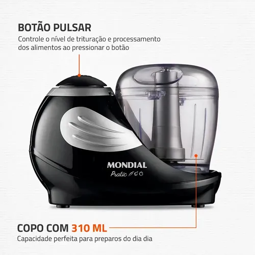 Mini Processador Mondial Preto 150W MP-05-B | Frete grátis