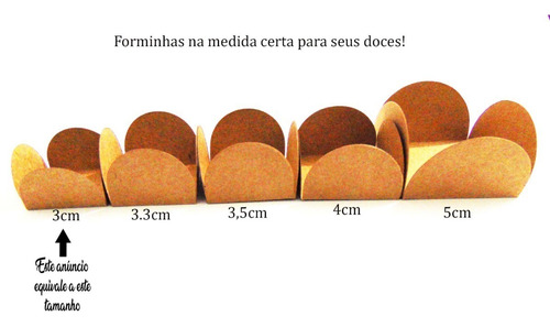 500 Forminhas Caixetas Doces Finos Rústica Kraft 3cm